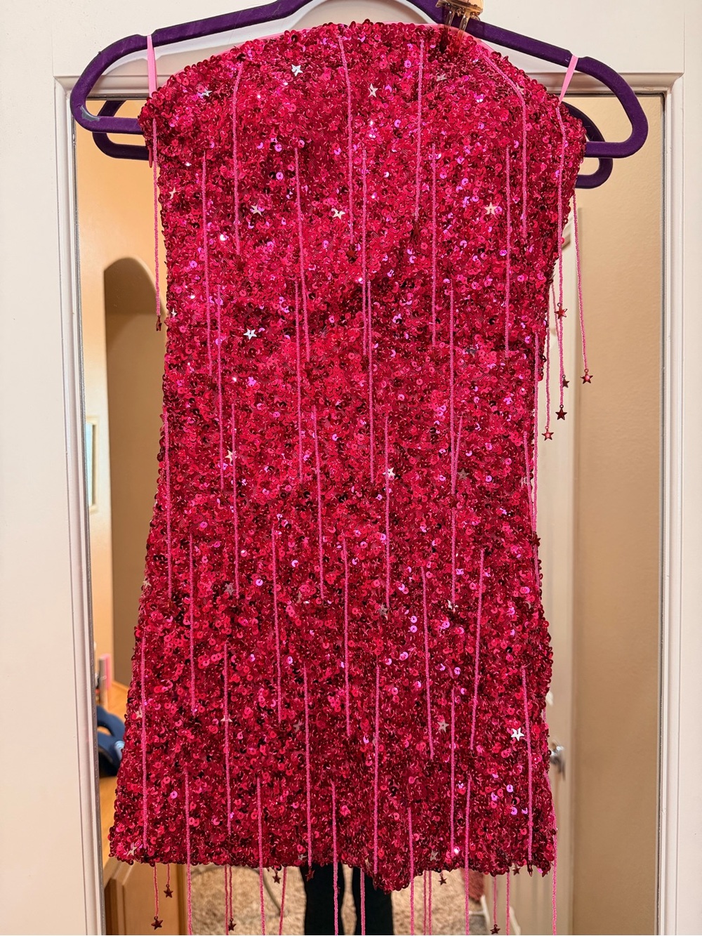 Finesse Hot Pink Sequin Strapless Party Dress